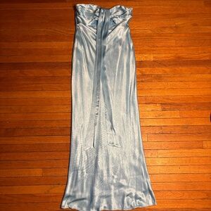 La Lune Strapless Ruched Halter Maxi Dress - Iceberg Blue